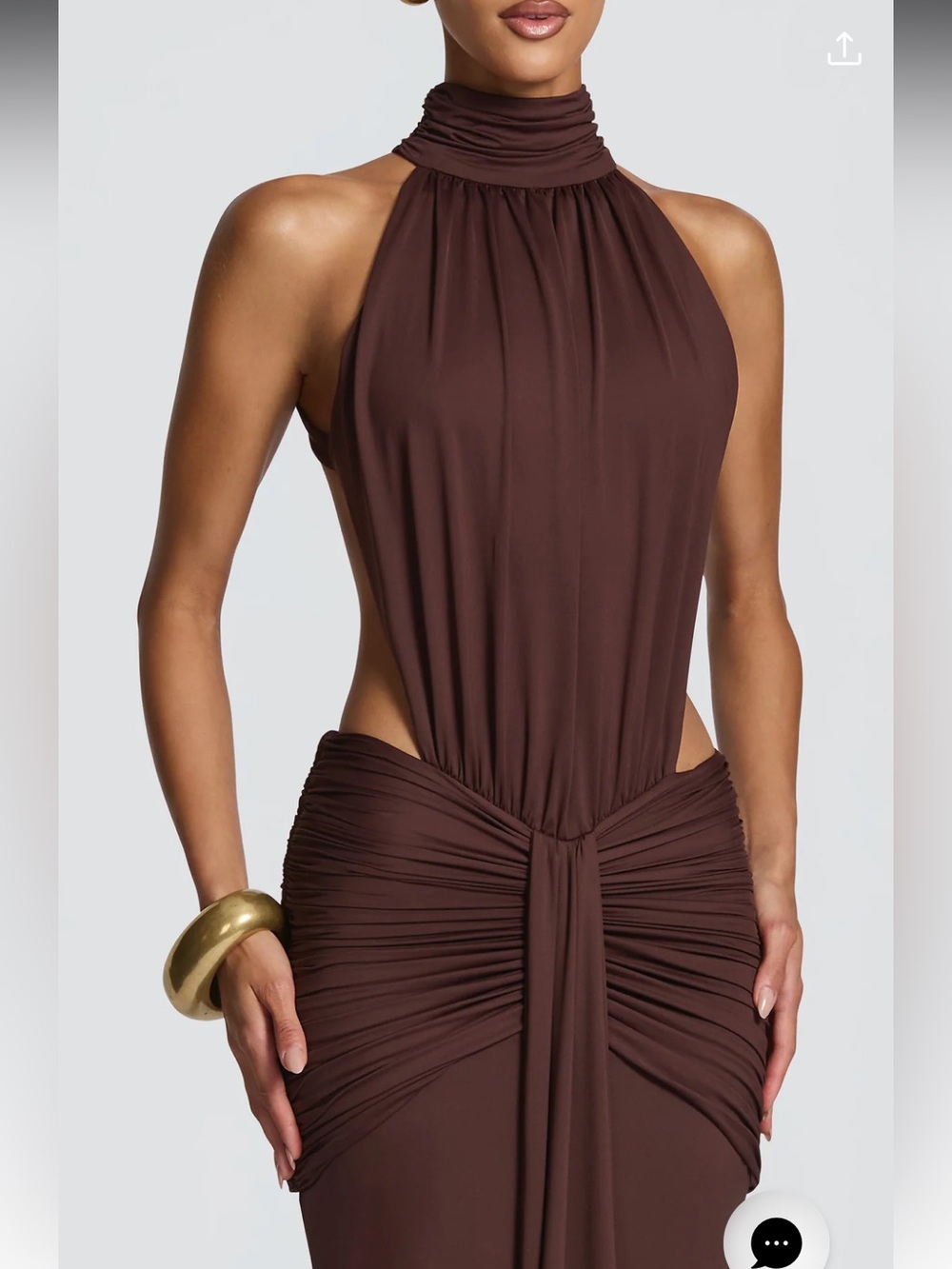 Brown Halter Cutout Evening Dress - Babyboo - Picture 2 of 7